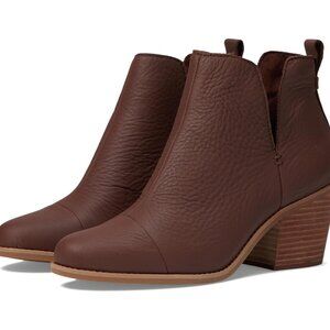 Toms Everly Chestnut Brown Cutout Ankle Boots Block Heel NWOT 8.5